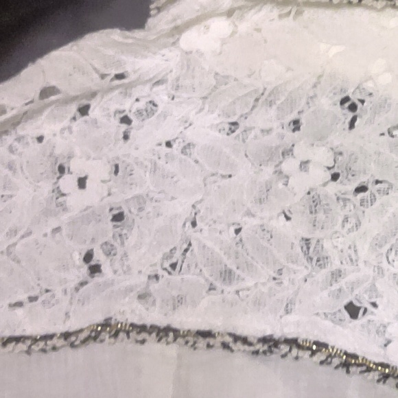 NWOT Pol 100% cotton Button Down Solid, Lace White & Black White Trim Top - Picture 13 of 16